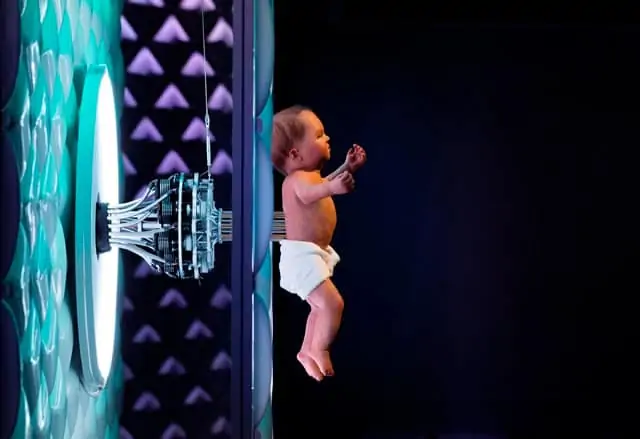 Animatronic baby on display in the Robots exhibition Plastiques Photography; courtesy of the Science Museum